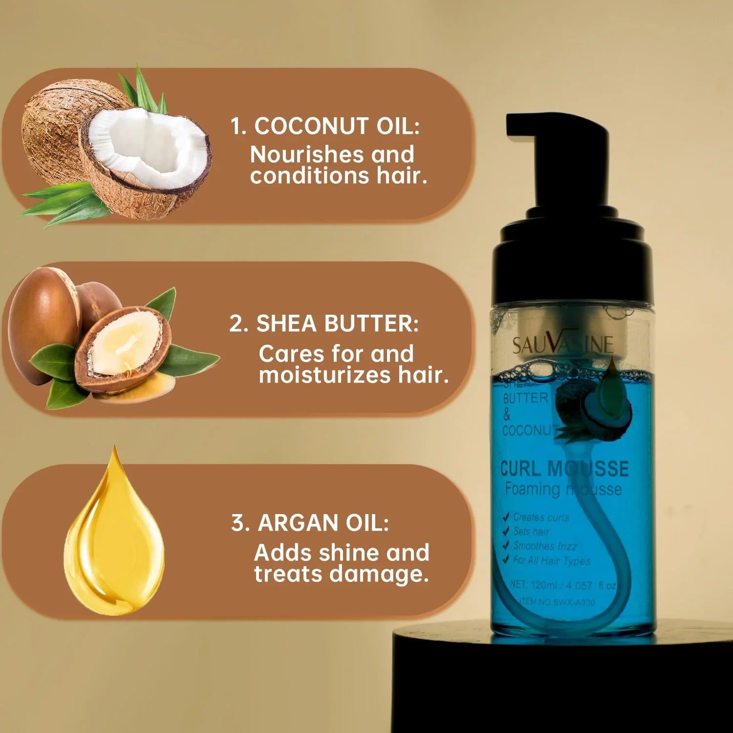 Crema per lo styling dei capelli ricci al cocco