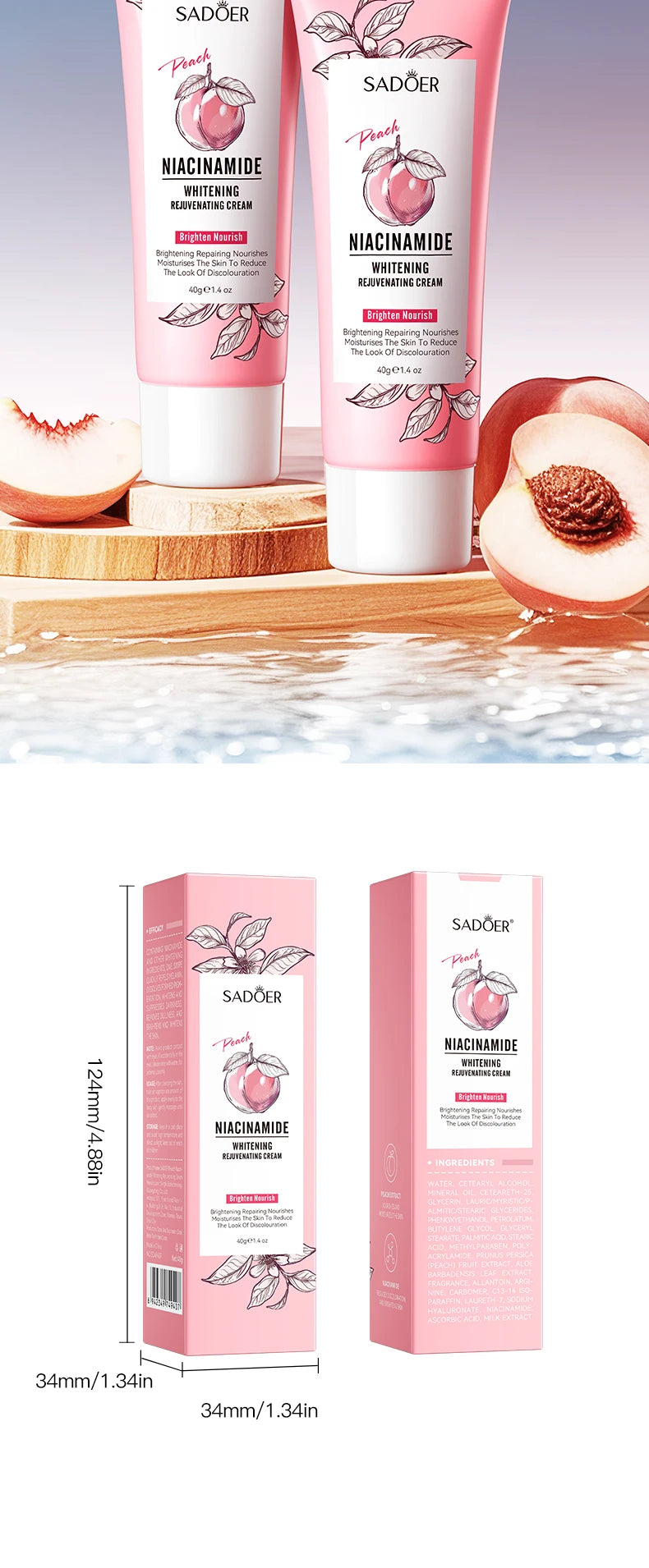 Crema idratante per la pelle alla pesca