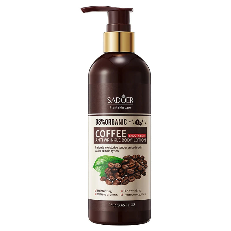 Body-lotion al caffè, a effetto antirughe, emolliente e levigante