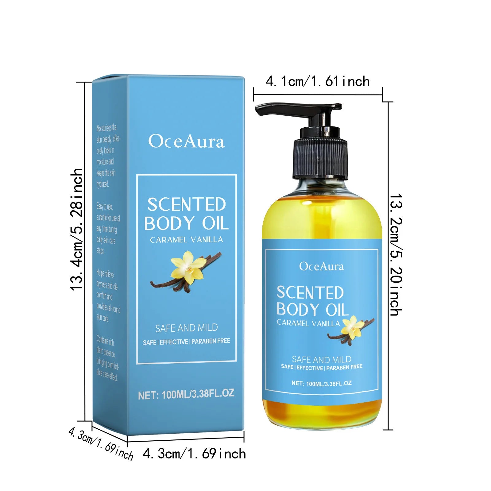 Olio massaggio per il corpo alla vaniglia con ingredienti naturali