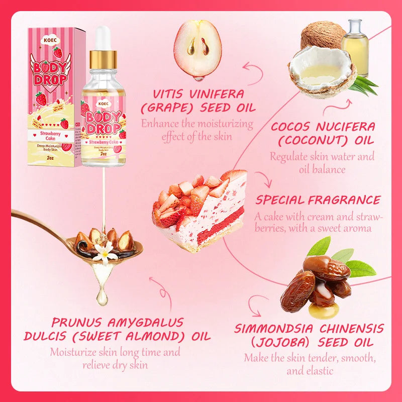 Crema e olio per il corpo al gusto di crostata alle fragole